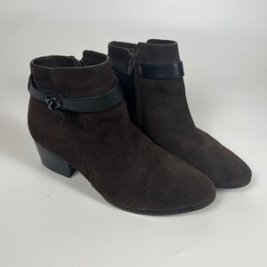 Coach Patricia Dark Brown Suede Turnlock Ankle Boots Womens 9.5 B
